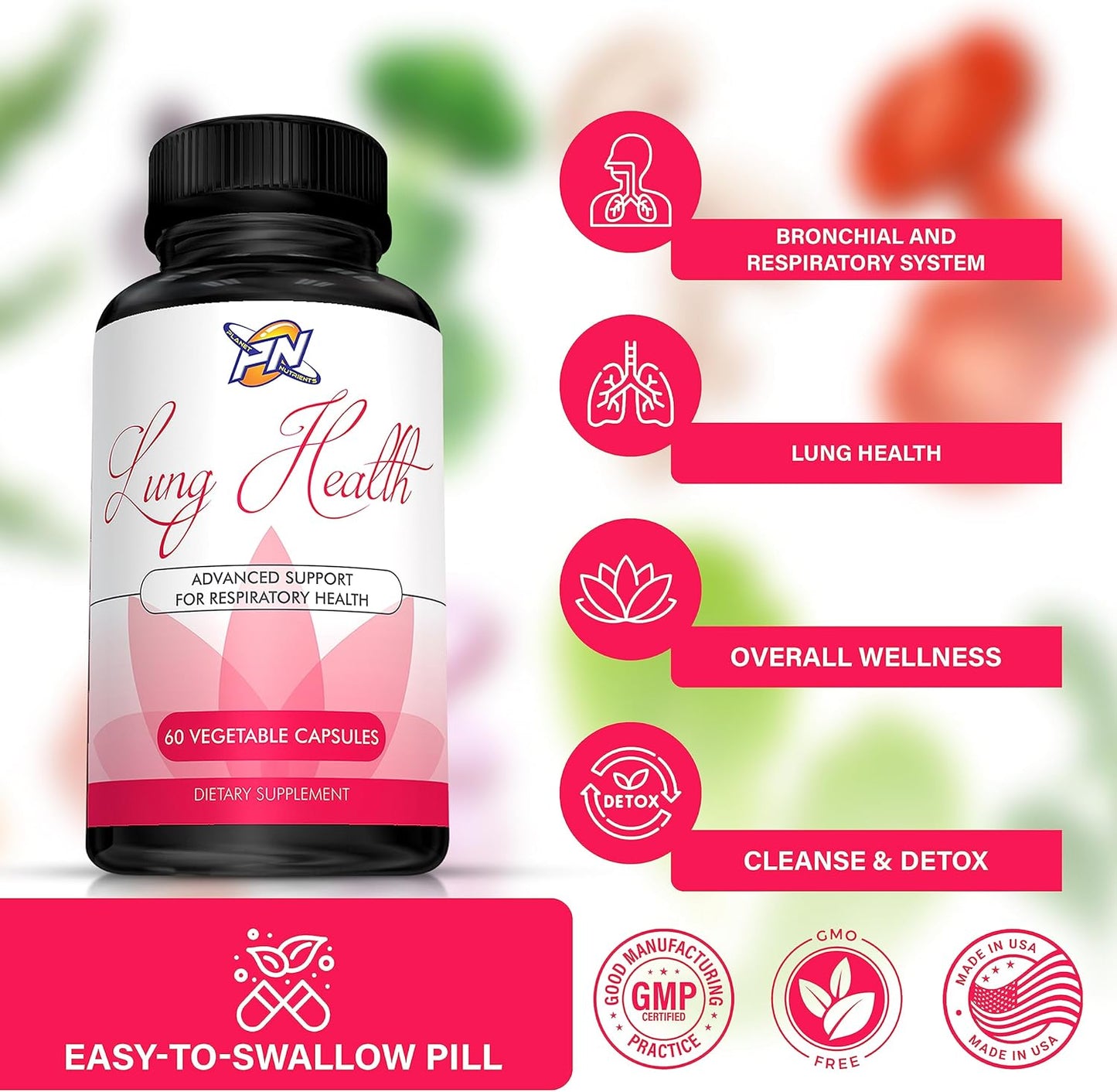 Advanced Respiratory Support Capsules - 60 Vegetable Capsules for Lung Health - Planet Nutrients - 60 Counts