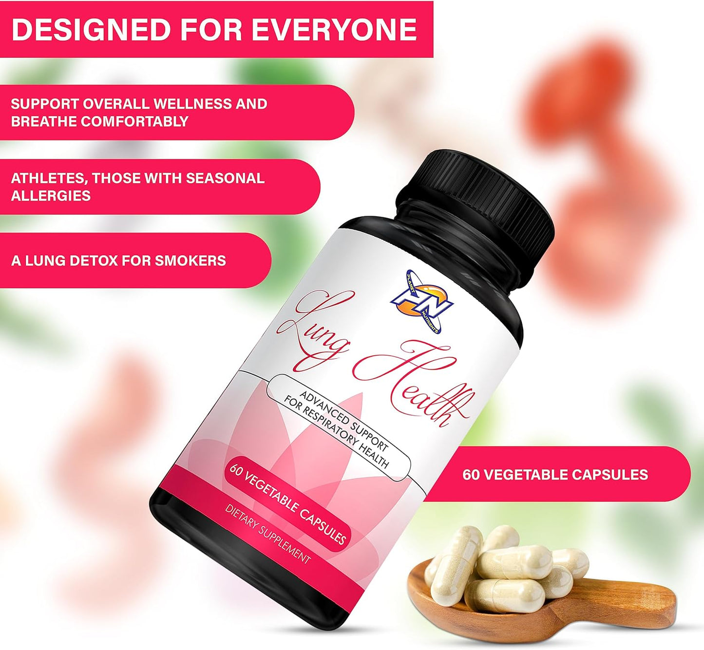 Advanced Respiratory Support Capsules - 60 Vegetable Capsules for Lung Health - Planet Nutrients - 60 Counts