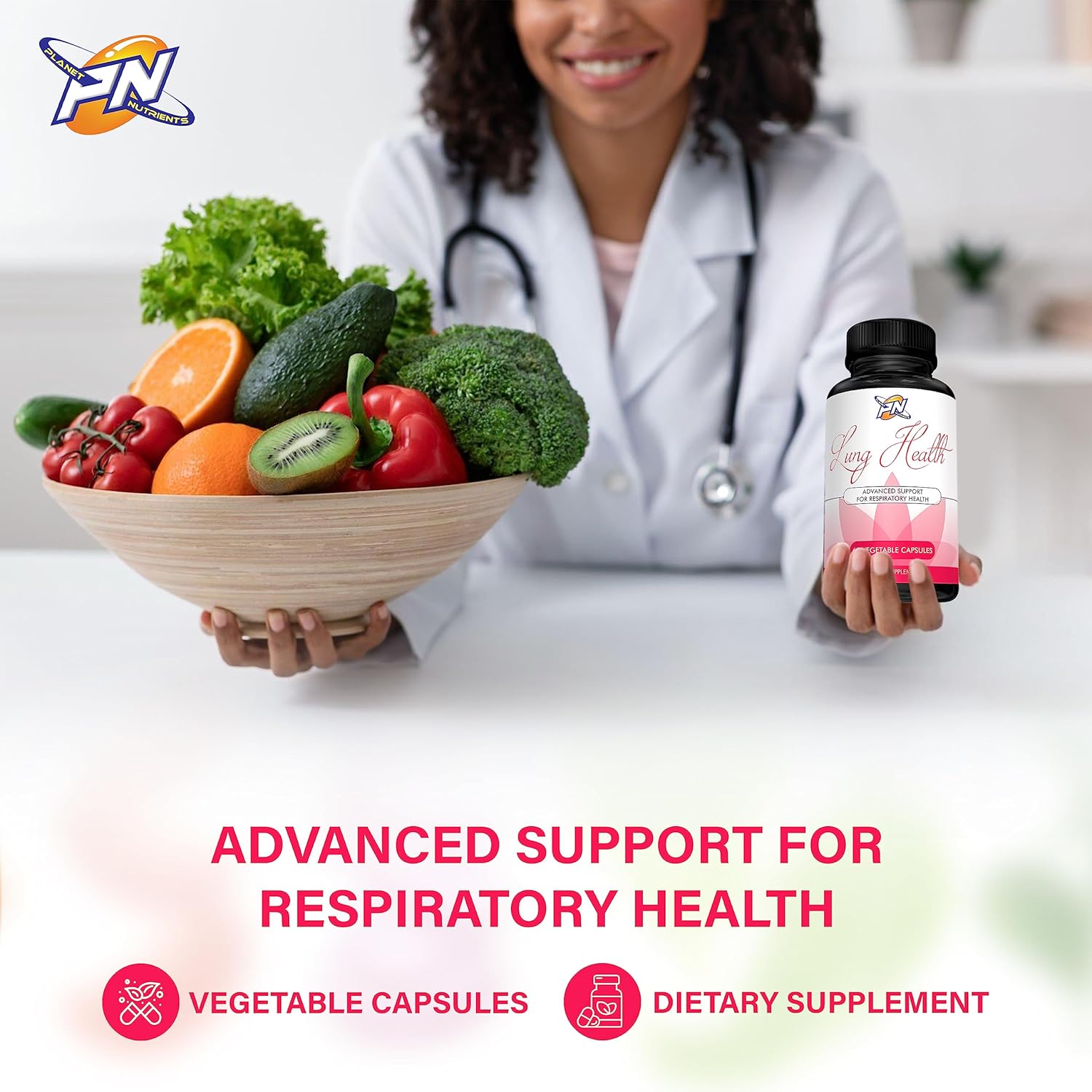 Advanced Respiratory Support Capsules - 60 Vegetable Capsules for Lung Health - Planet Nutrients - 60 Counts
