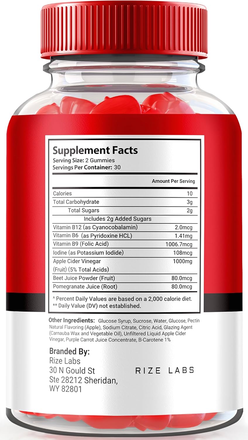 Advanced  Slimming Formula  Keto Gummies with ACV - Rize Labs Maximum Strength Supplement for Cravings - 60 Gummies