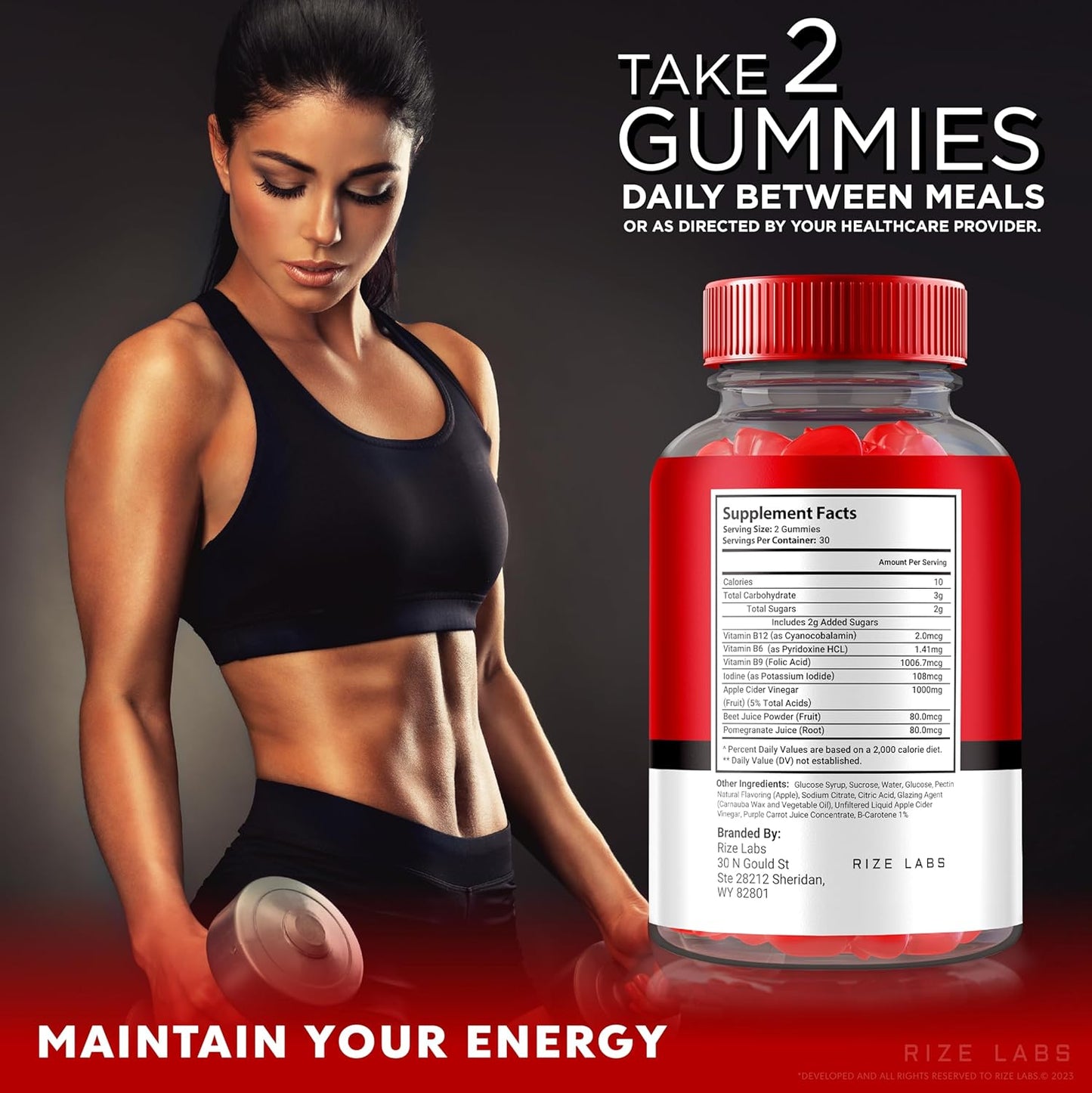Advanced  Slimming Formula  Keto Gummies with ACV - Rize Labs Maximum Strength Supplement for Cravings - 60 Gummies