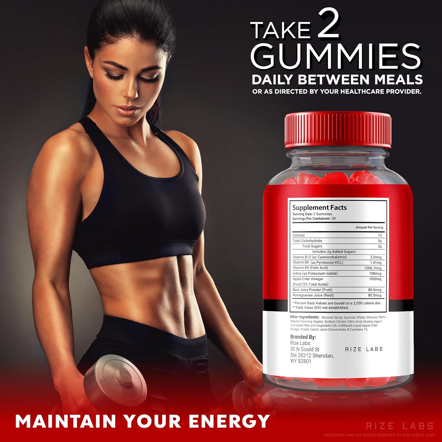 Advanced  Slimming Formula  Keto Gummies with ACV - Rize Labs Maximum Strength Supplement for Cravings - 60 Gummies