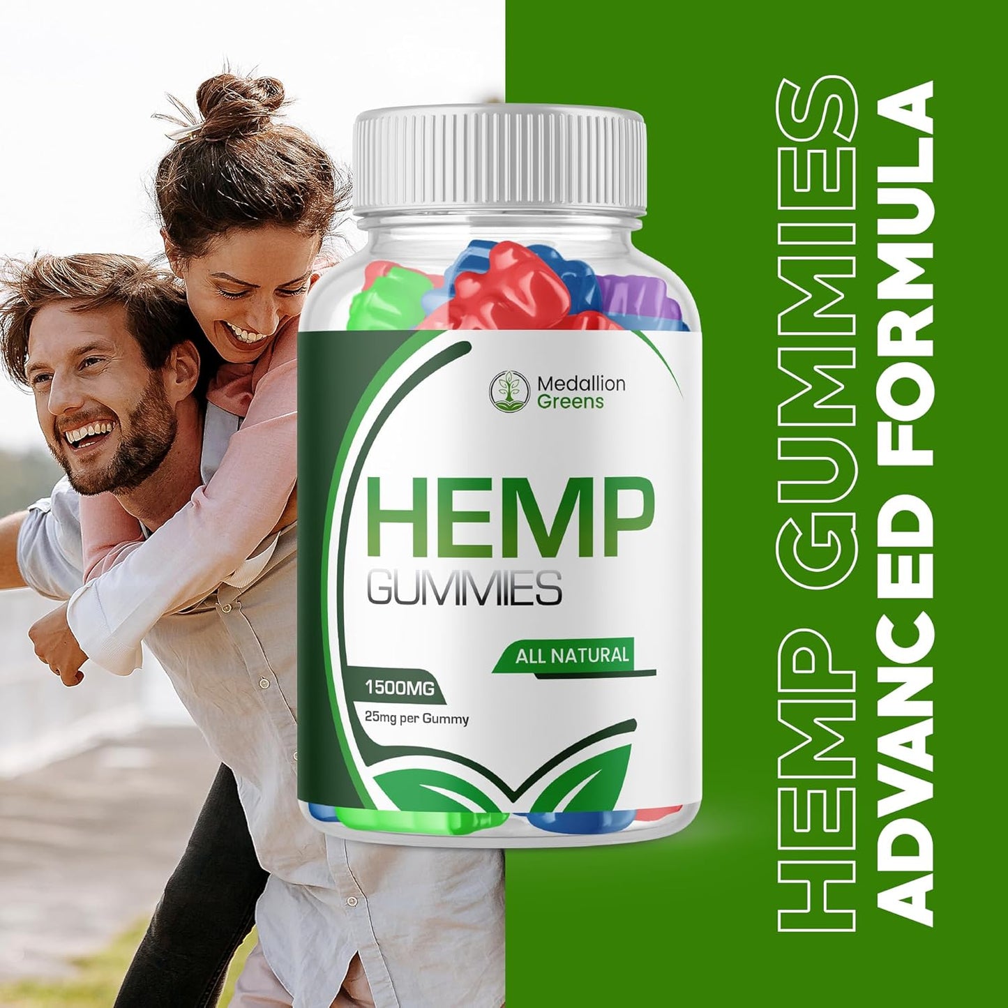 Advanced Strength Purvia Medallion Greens metabolism booster Gummies - 1500mg Bottle with 25mg metabolism booster Extract per Gummy - Great Taste, Big Size Gummy - New 2024 Formula (60 Gummies)
