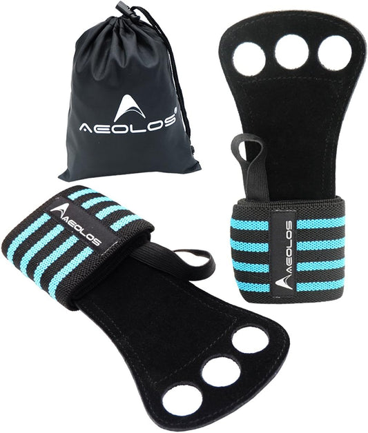 AEOLOS Gymnastics Hand Grips with Wrist Support - Ideal for WODs, Pull-Ups, Weightlifting, Kettlebells, & Gym Workouts