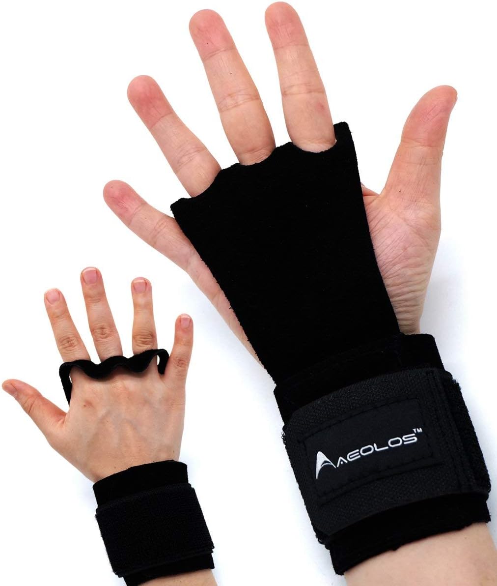 AEOLOS Leather Hand Grips for Gymnastics, Pull-ups, Weight Lifting, Kettlebells, Cross Training - Durable and Versatile