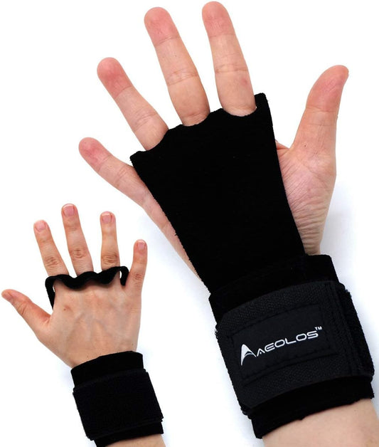 AEOLOS Leather Hand Grips for Gymnastics, Pull-Ups, Weightlifting, Kettlebells, Cross Training - Durable Support & Protection