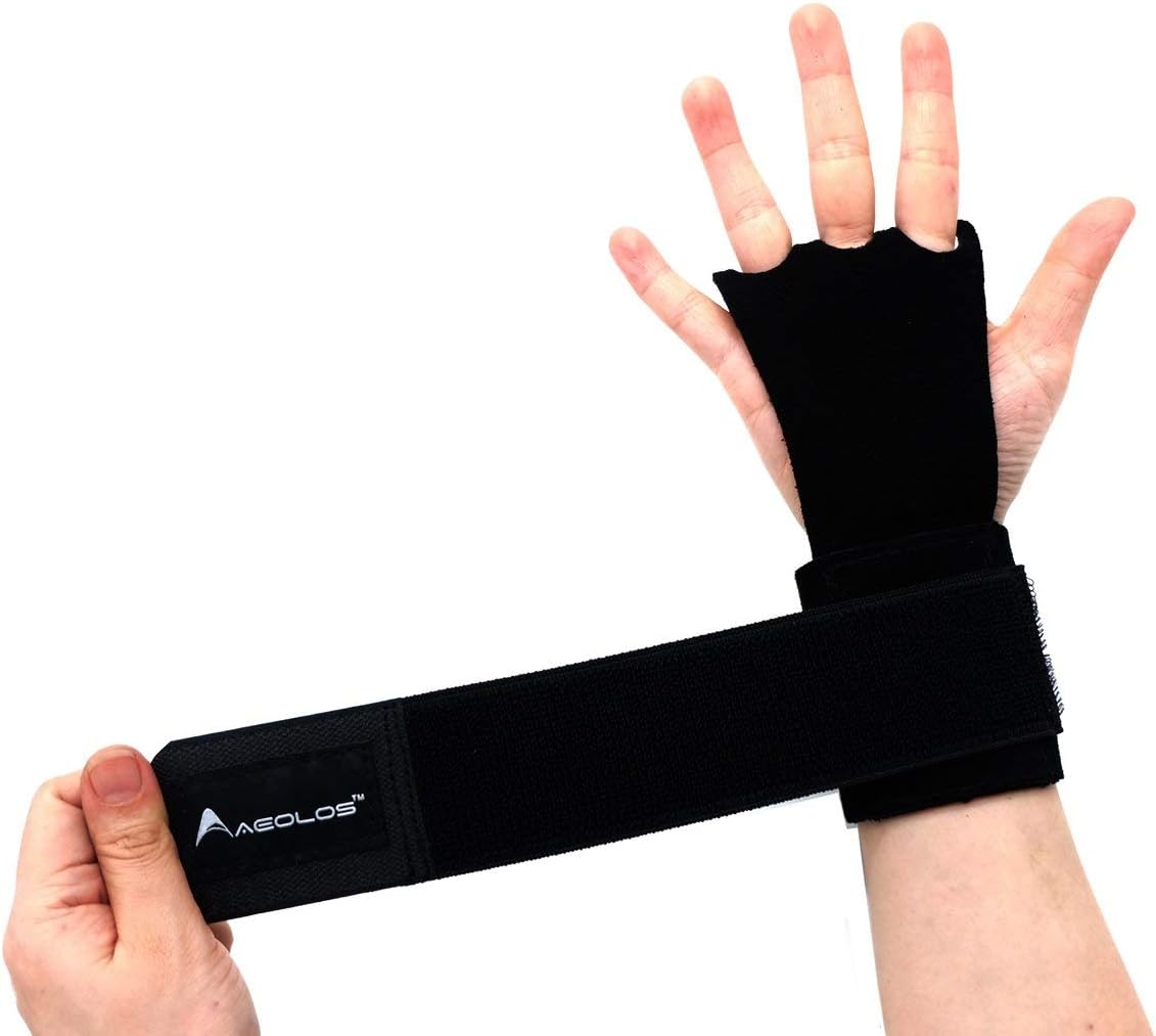 AEOLOS Leather Hand Grips for Gymnastics, Pull-ups, Weight Lifting, Kettlebells, Cross Training - Durable and Versatile
