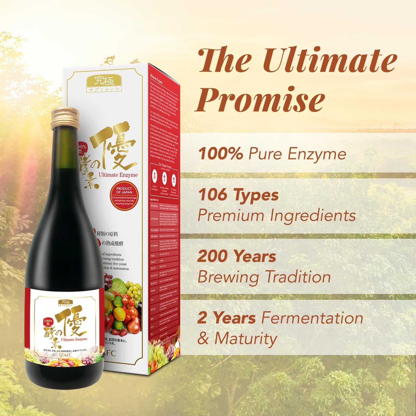 AFC Japan Digestive Enzyme Drink - 100% Pure Extract from 106 Types of Vegetables & Fruits, Boost Metabolism, Immunity, Detox, Smooth Bowel, Gas Relief, 720ml x 2