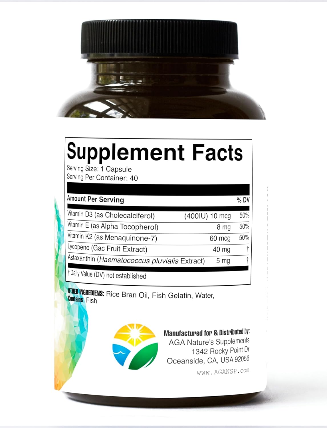 AGA Nature's Supplements Lycopene and Astaxanthin Softgels for Antioxidant Support