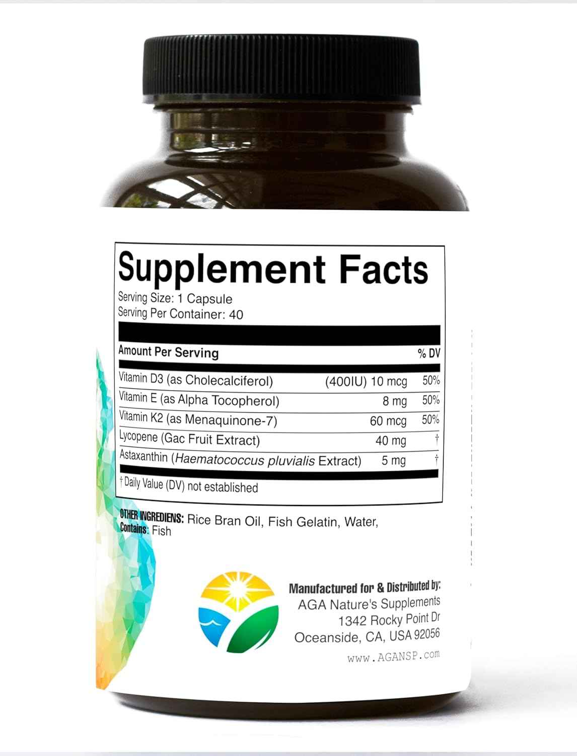 AGA Nature's Supplements Lycopene with Astaxanthin 40 Softgels