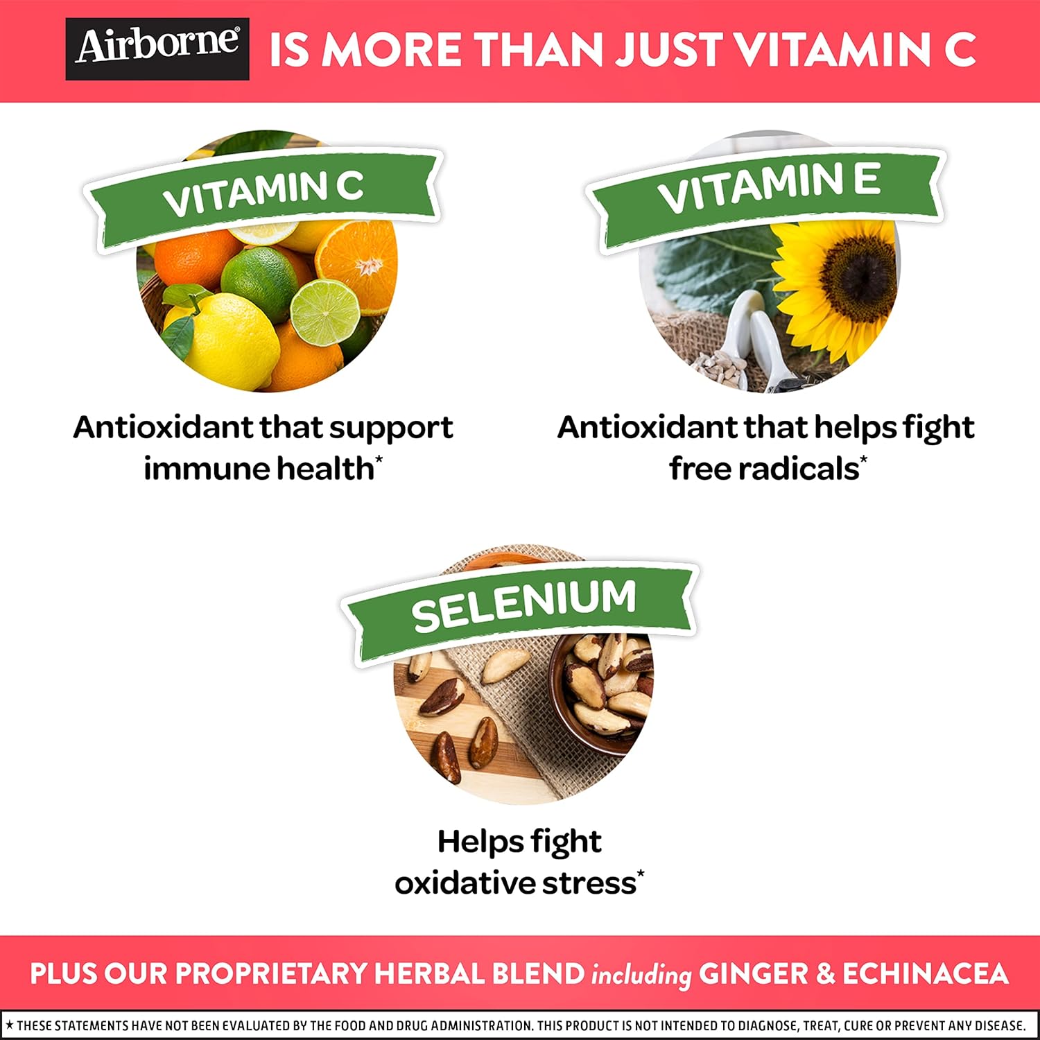 Airborne Vitamin C 750mg Gummies - 63 Count, Gluten-Free Immune Support with Vitamins C E, Selenium - Pack of 2
