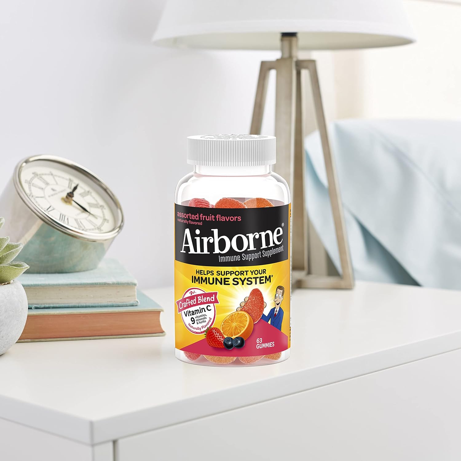 Airborne Vitamin C 750mg Gummies - 63 Count, Gluten-Free Immune Support with Vitamins C E, Selenium - Pack of 2