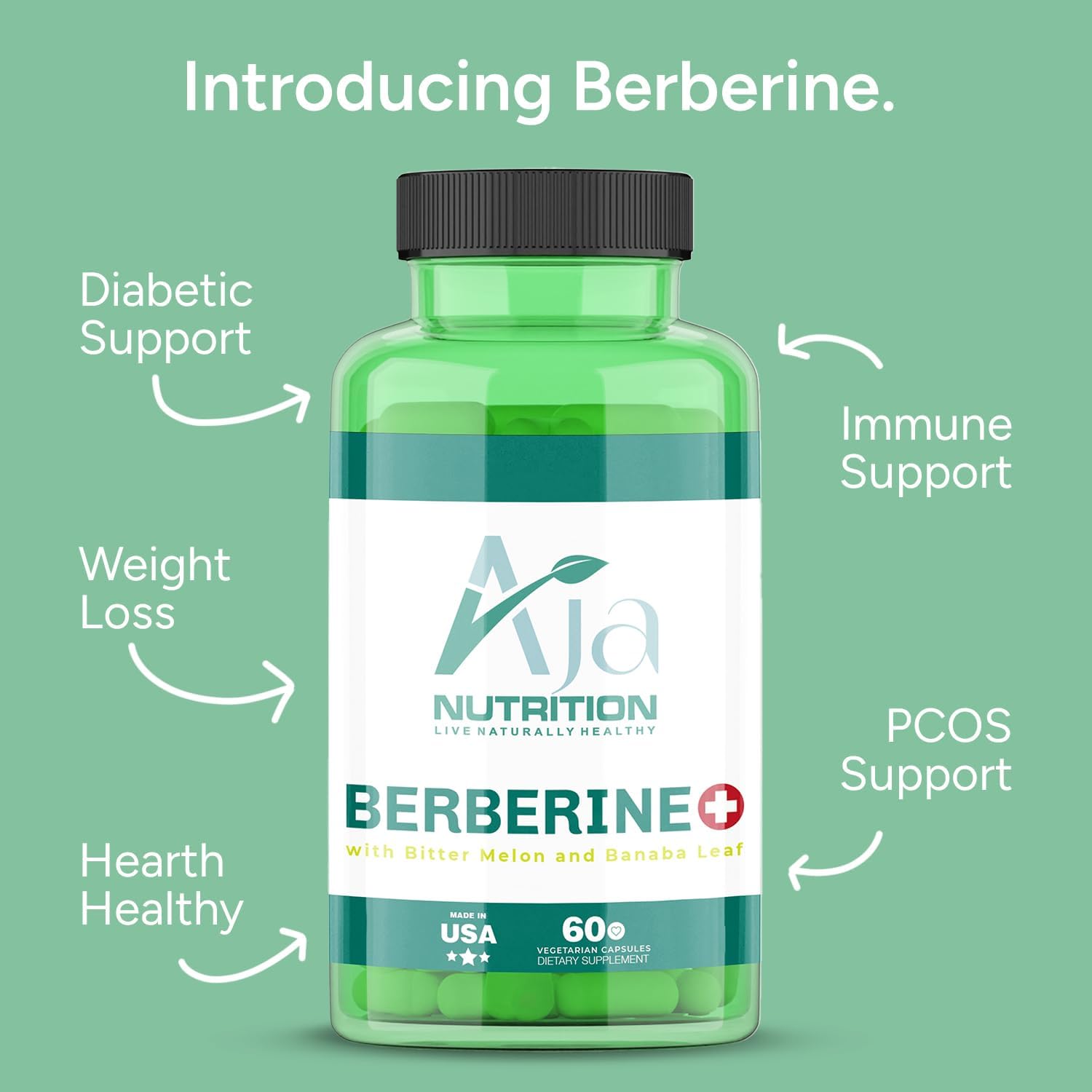 Aja Nutrition Berberine + Banaba Leaf and Bitter Melon Multivitamin - Comprehensive Antioxidant Support (60 Servings)
