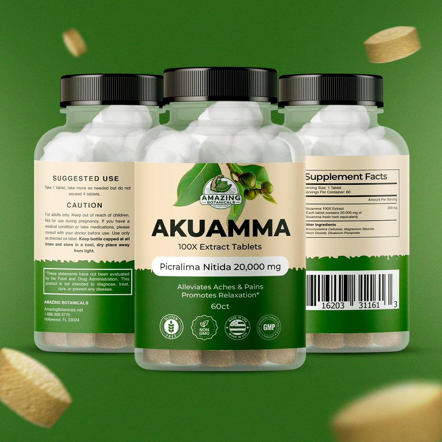 Akuamma Extract Tablets - 200mg 100X Strength - 60 Tablets - Mood Boost, Stress Relief, Focus & Clarity - Natural Calmness Support