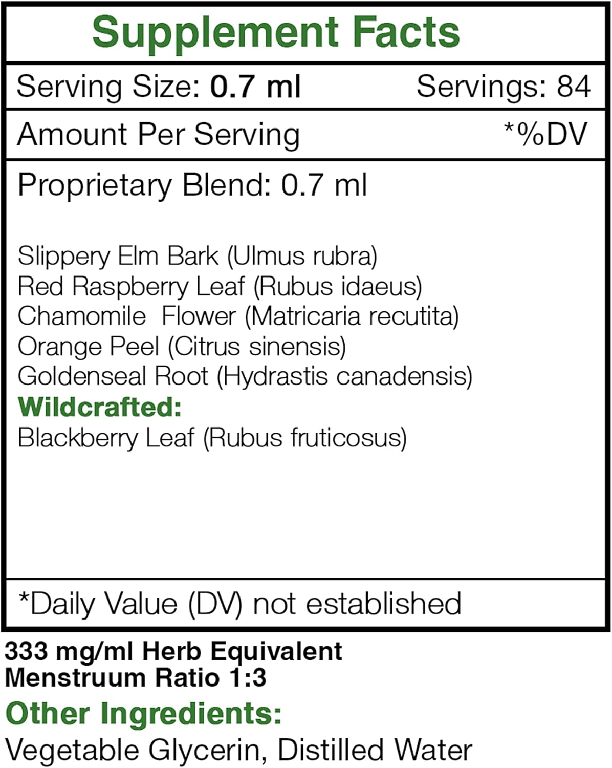 Alcohol-Free Diarrhea Relief Tincture with BlackBerry, Chamomile, and Goldenseal for Healthy Digestion - 2 oz