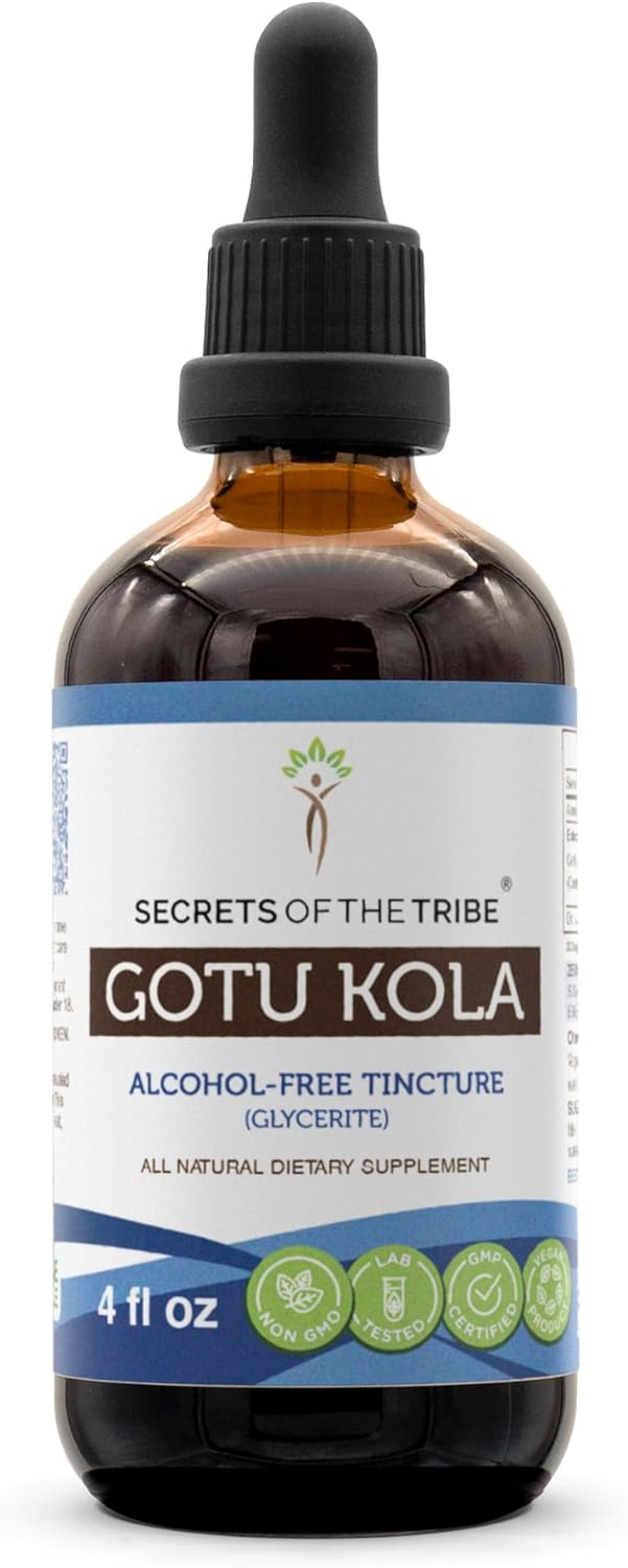 Alcohol-Free Gotu Kola Tincture Liquid Extract - 4 Fl Oz Bottle - Centella Asiatica Dried Herb Formula by Secrets of the Tribe