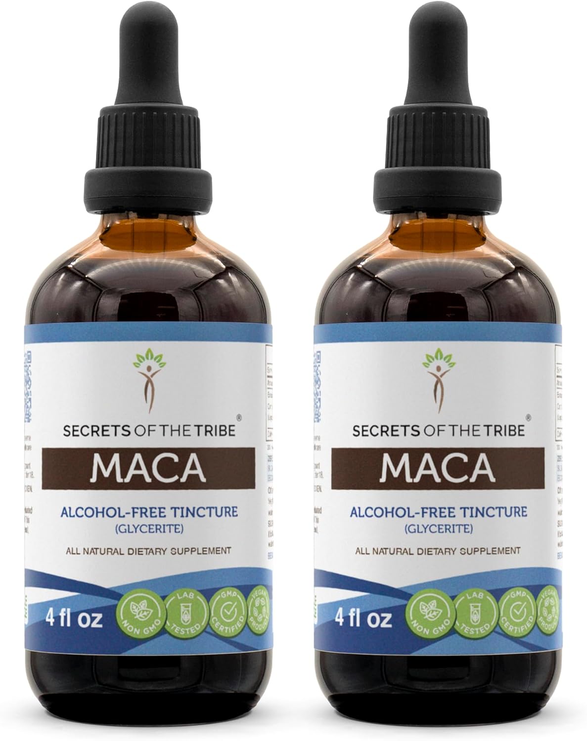 Alcohol-Free Maca Liquid Extract Tincture - 2x4 FL OZ - Secrets of the Tribe Dried Maca Root