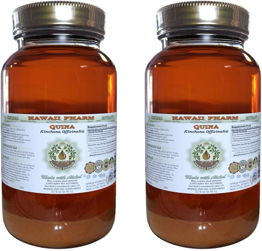 Alcohol-Free Quina Liquid Extract Glycerite - Cinchona officinalis Bark Herbal Supplement - 64 fl.oz - Hawaii Pharm