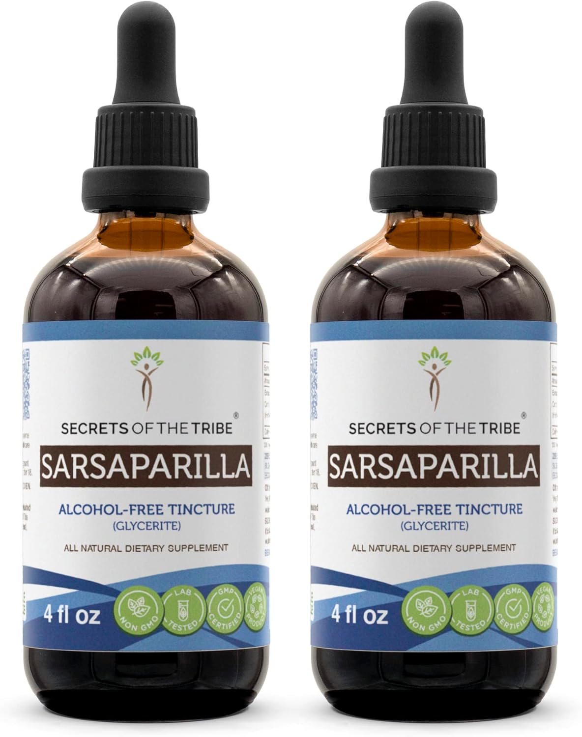 Alcohol-Free Sarsaparilla Tincture Extract - 2x4 FL OZ Supplement by Secrets of the Tribe