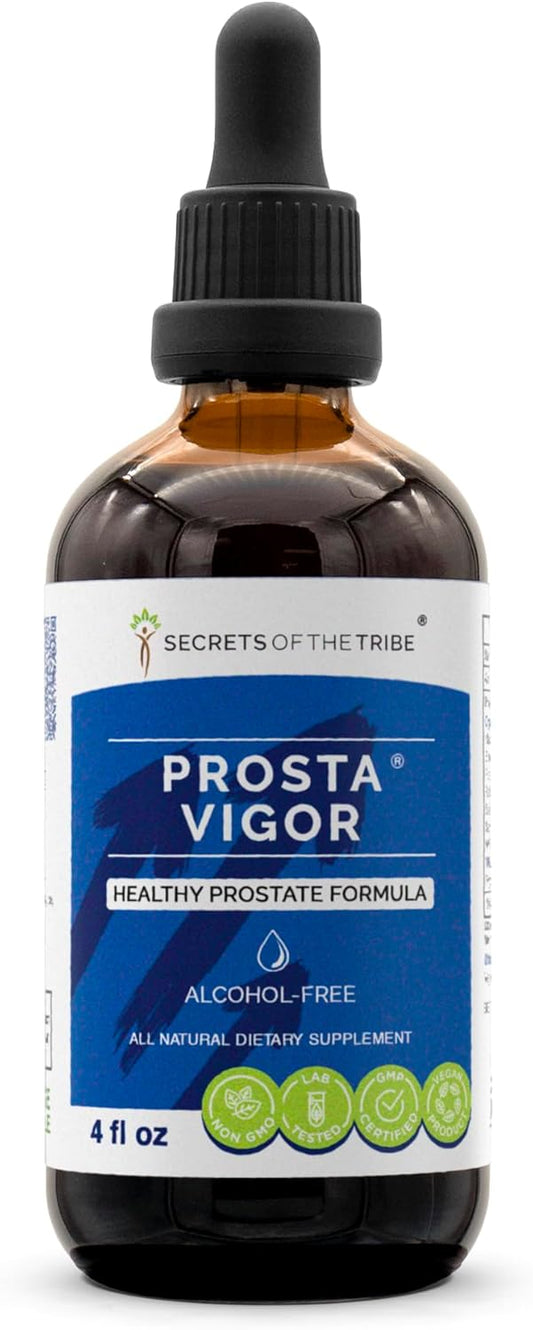 Alcohol-Free Secrets of the Tribe Prosta Vigor Herbal Drops Tincture with Pygeum, Maca, Nettle, Reishi, Clover, Spearmint, Saw Palmetto, Peony - 4 oz
