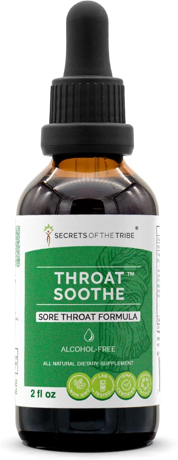 Alcohol-Free Throat Soothe Herbal Drops - High-Potency Sore Throat Formula 2 oz