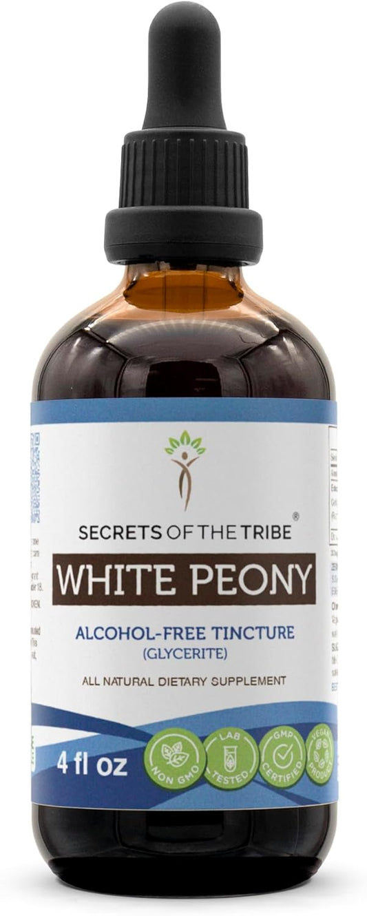 Alcohol-Free White Peony Tincture Extract for Healthy Blood Circulation - 4 oz Bottle - High-Potency Herbal Drops by Secrets of the Tribe