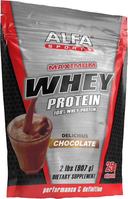 ALFA VITAMINS Chocolate Whey Protein Powder - 2 Lbs, 50g Protein Per Serving