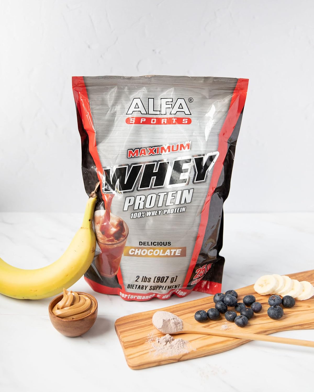 ALFA VITAMINS Chocolate Whey Protein Powder - 2 Lbs, 50g Protein Per Serving