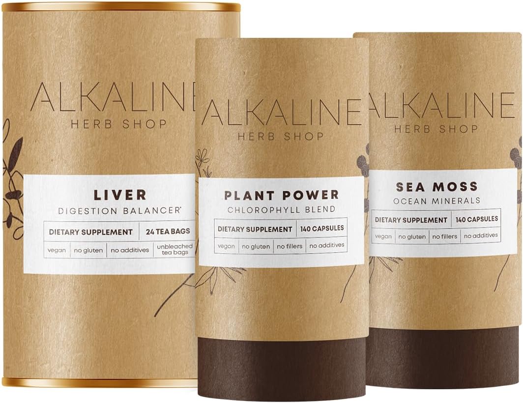 Alkaline Herb Store Liver Support Bundle: Sea Moss, Happy Liver Tea, Chlorophyll Supplement
