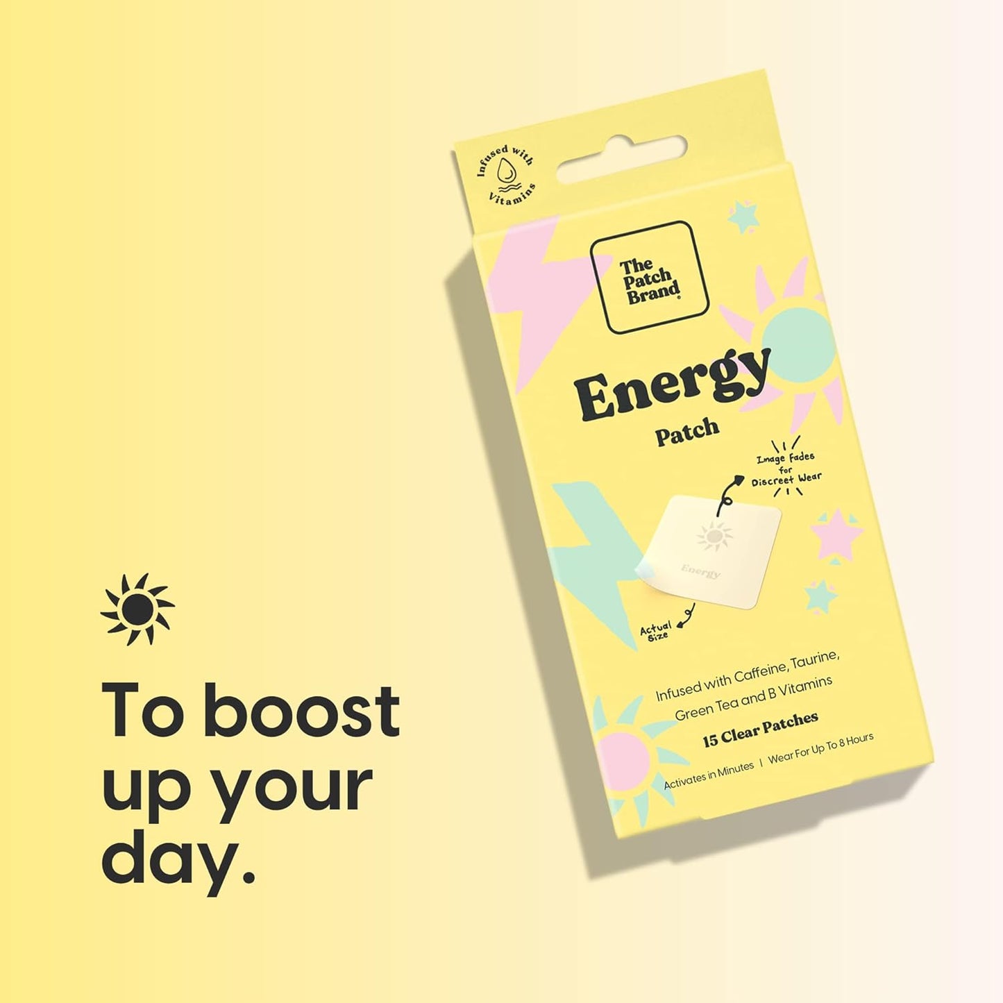 All-Natural Energy Patches with Caffeine, B5, and B3 for All-Day Support | Plant-Based, Water-Resistant, Cruelty-Free Formula