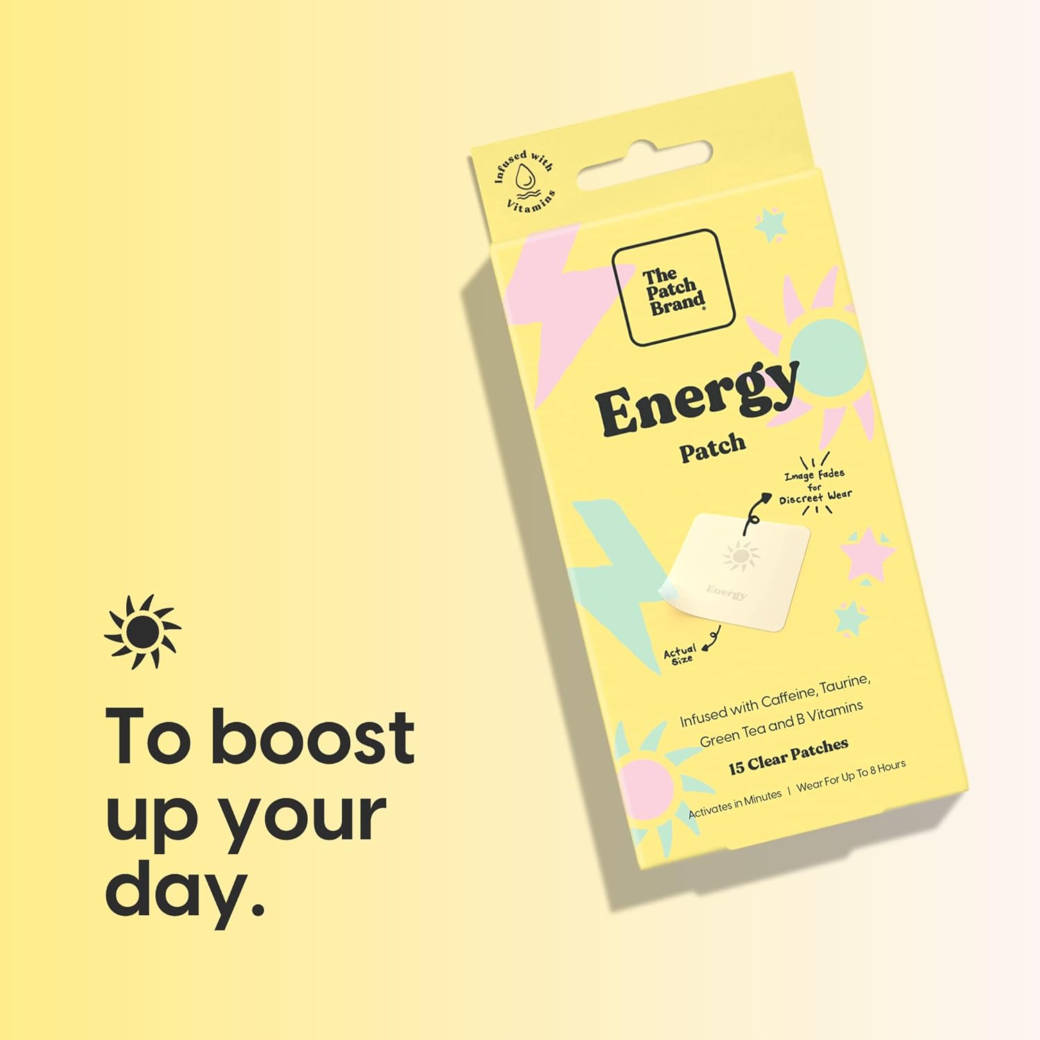 All-Natural Energy Patches with Caffeine, B5, and B3 for All-Day Support | Plant-Based, Water-Resistant, Cruelty-Free Formula