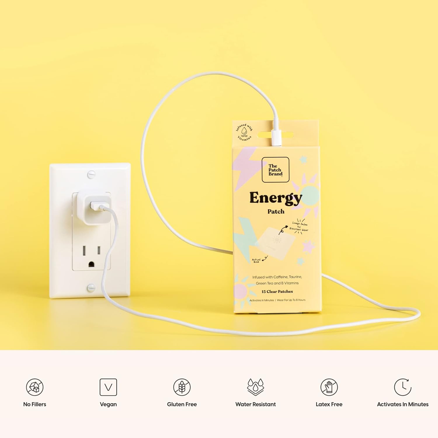 All-Natural Energy Patches with Caffeine, B5, and B3 for All-Day Support | Plant-Based, Water-Resistant, Cruelty-Free Formula