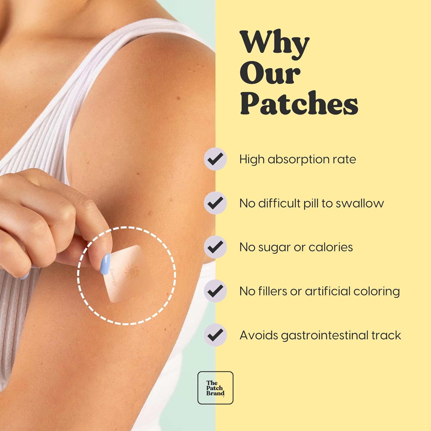 All-Natural Energy Patches with Caffeine, B5, and B3 for All-Day Support | Plant-Based, Water-Resistant, Cruelty-Free Formula
