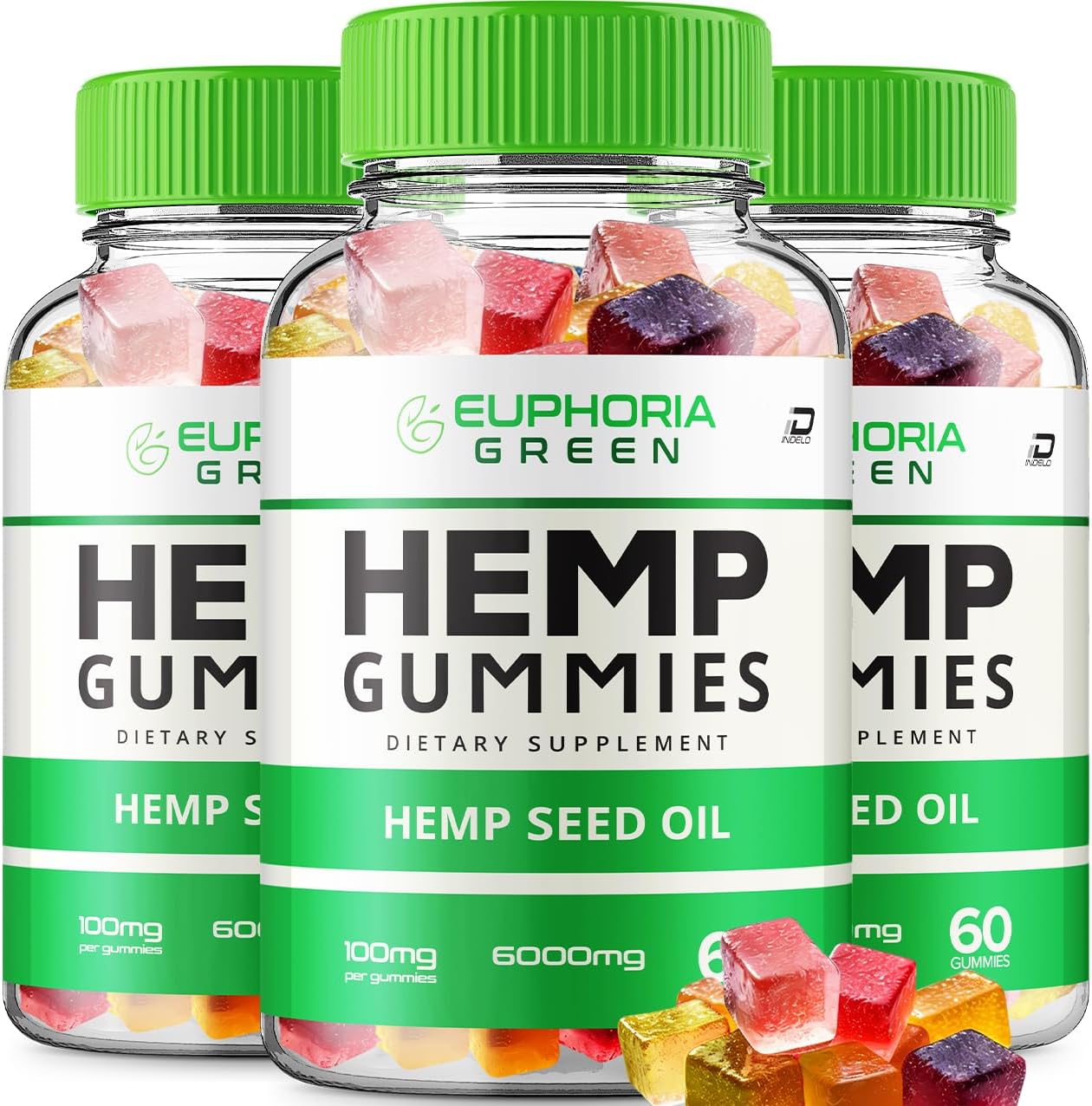 All Natural Euphoria Green metabolism booster Gummies with metabolism booster Seed Extract - Herbal Supplement for Health and Wellness (3 Pack - 180 Gummies)