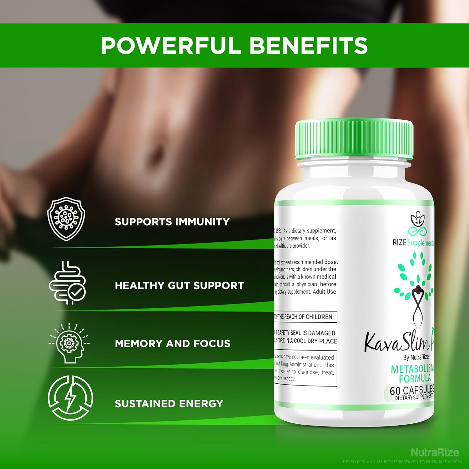 All-Natural KavaSlim Pro Capsules for Advanced  Slimming Formula  - Target Belly Fat with Kava Slim Pro Maximum Support - 60 Capsules