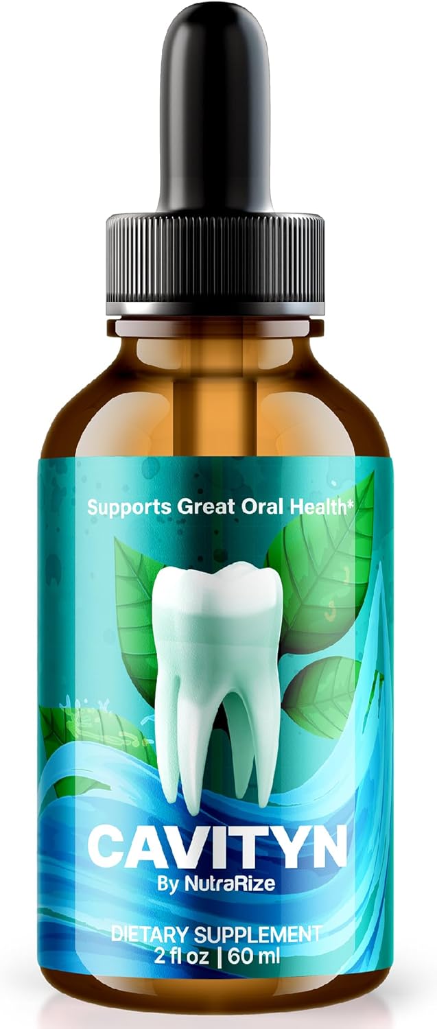 All-Natural NutraRize Gums Drop Liquid Supplement for Healthy Teeth and Gums - Dental Care Support with Cavityn Drops - 30 Servings