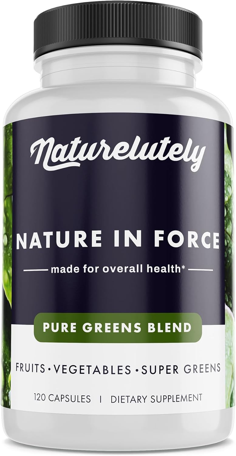 All Natural Super Greens Capsules with Immune Support - 120 Count Bottle
