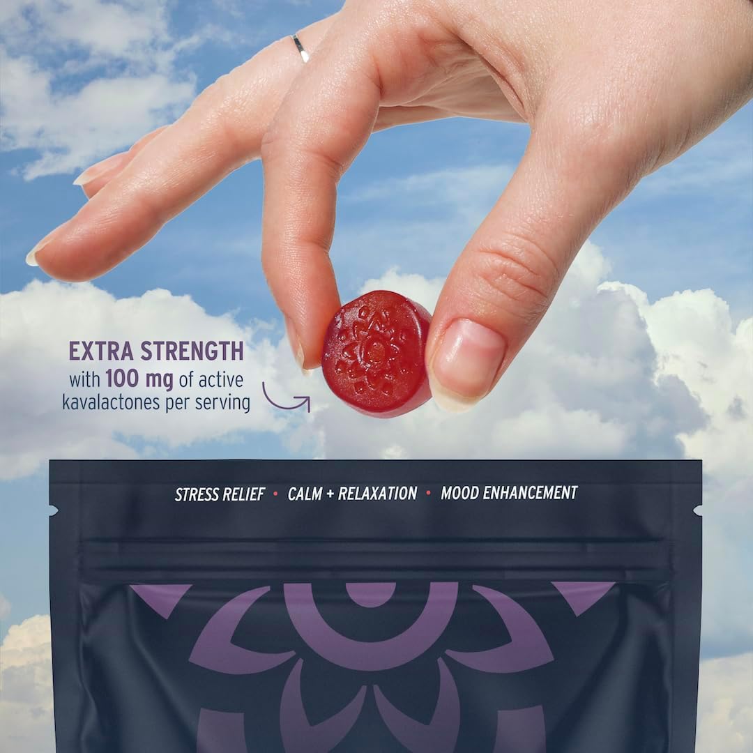 All-Natural Vegan SUNMED Kava Gummies - Stress Relief with Pure Pacific Island Root Extract, 100mg Kavalactones - Mixed Berry Flavor - 30 Count