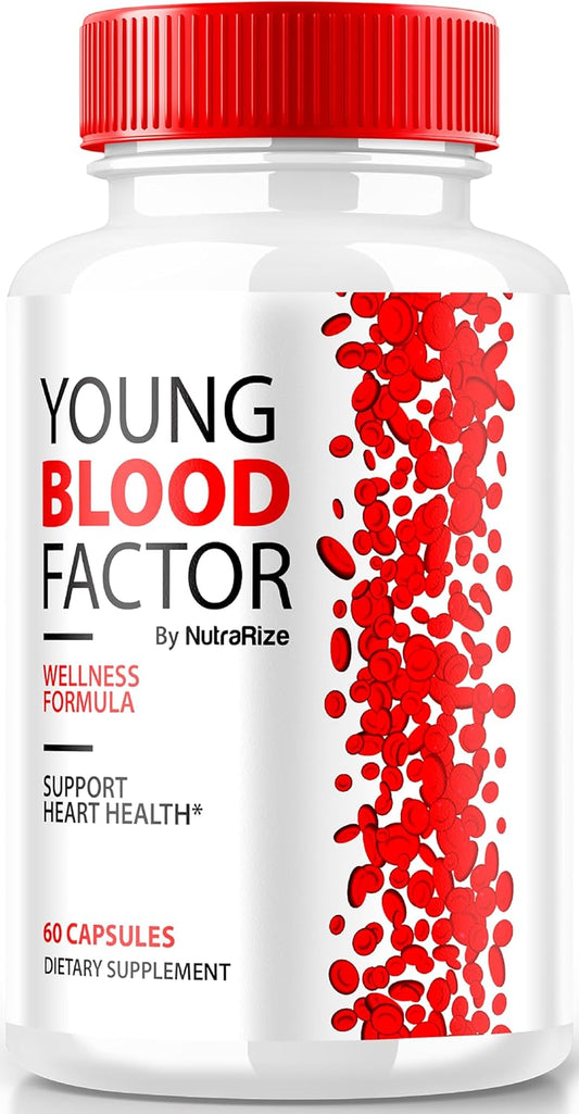 All Natural YoungBloodFactor Support Capsules - Official Blood Vessel Cleaner Formula for Healthy Stable Levels - 60 Pills