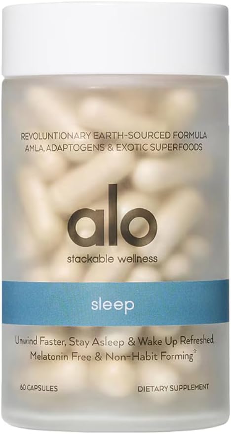 Alo Yoga Sweet Sleep Capsules with Magnesium, GABA, L-Theanine for Restful Sleep | Melatonin-Free Support Formula with Aquamin® | 60 Count