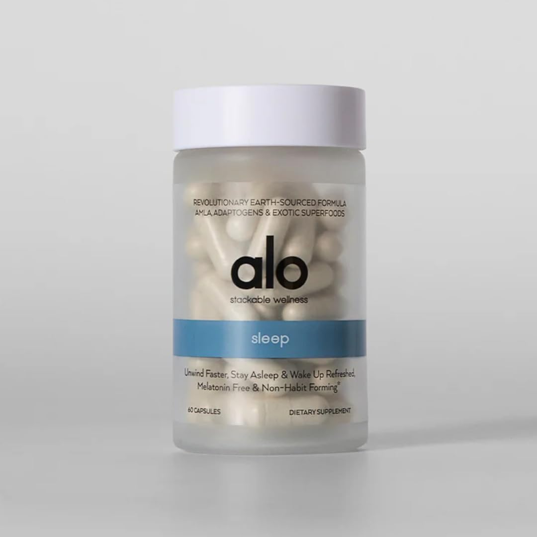 Alo Yoga Sweet Sleep Capsules with Magnesium, GABA, L-Theanine for Restful Sleep | Melatonin-Free Support Formula with Aquamin® | 60 Count