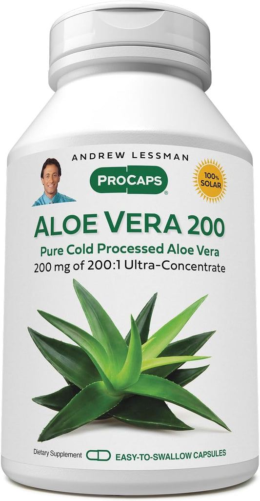 Aloe Vera 200:1 Ultra-Concentrate Capsules - Digestive Support, No Additives, Easy to Swallow