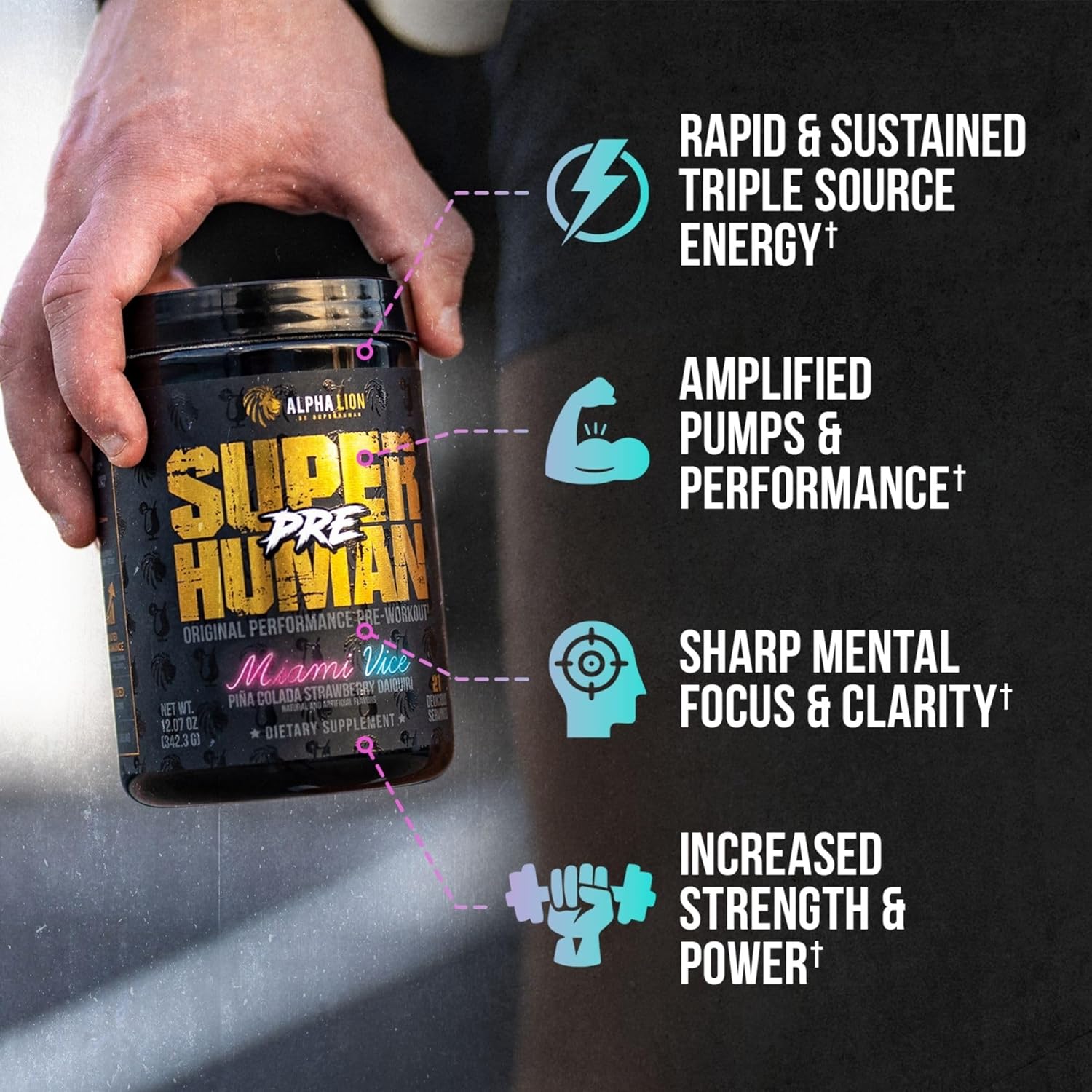 Alpha Lion Superhuman Pre & Post Workout Bundle - Miami Vice & Gainy Smith Apple Flavors