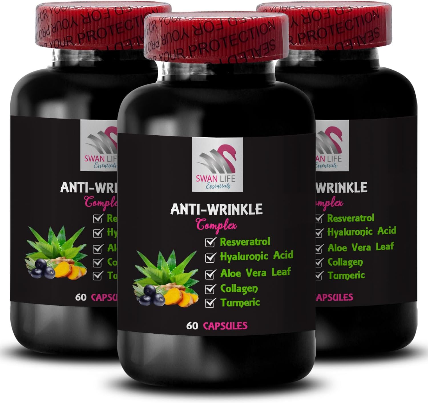 Alpha Lipoic Acid Anti-Wrinkle Complex with Collagen, Aloe Vera, and Green Coffee - 180 Capsules