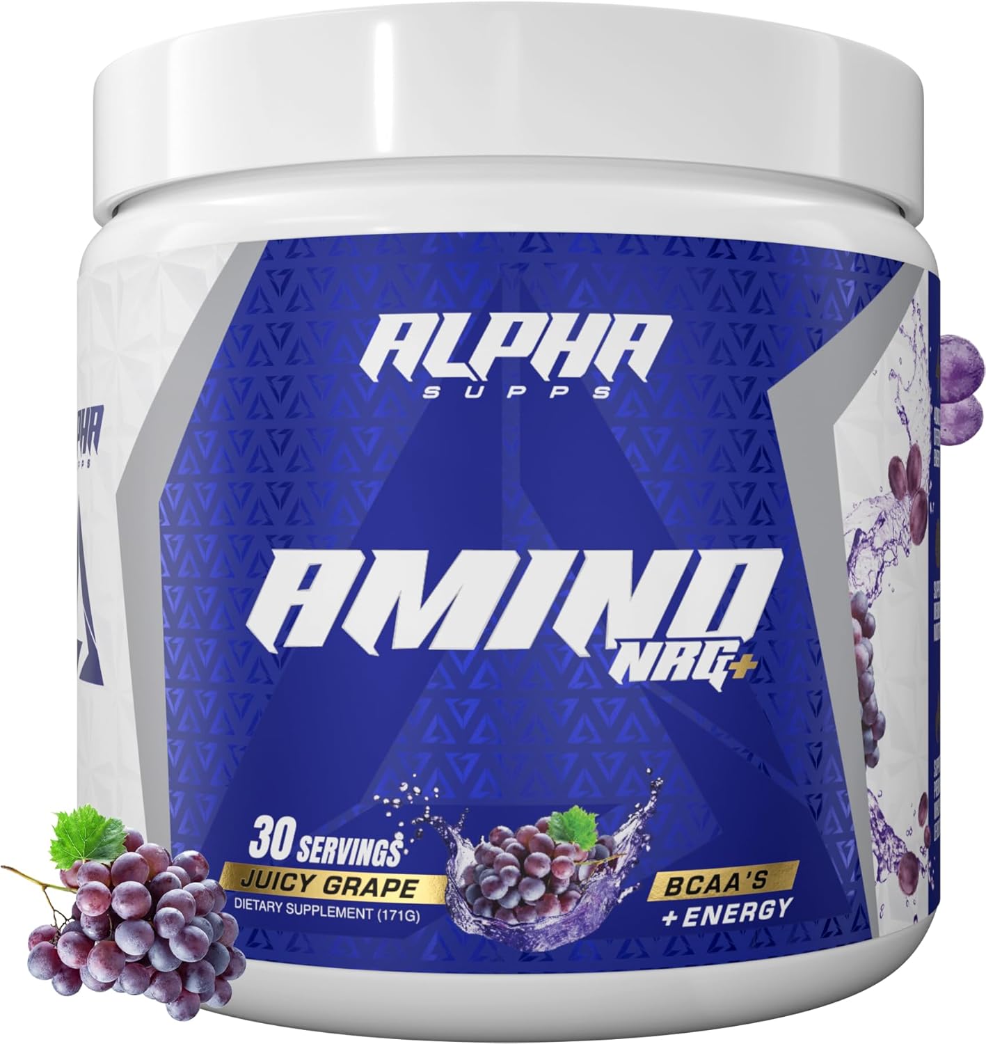 Alpha Supps Amino NRG+ BCAA Powder - Hydration & Energy Recovery with Electrolytes - Focus Blend for Performance - Men & Women (30 Servings, Juicy Grape)