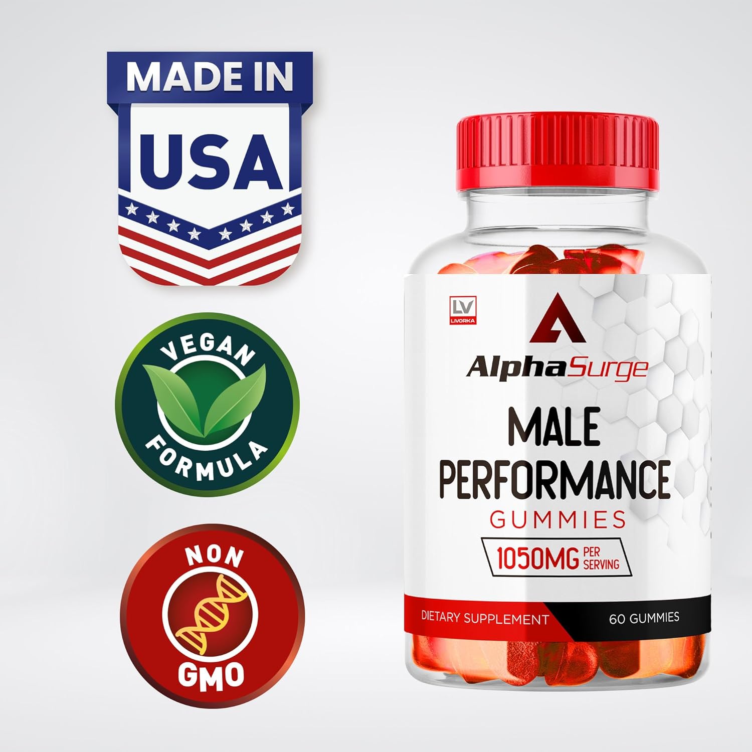 Alpha Surge XL Gummies for Men - 1050mg Alphasurge Gummies for Male, 180 Gummies for 3 Months Supply
