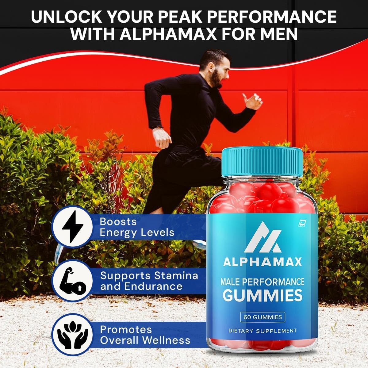 AlphaMax Male Performance ACV Gummies for Men - 1000MG Apple Cider Vinegar Gummies with Vitamin B12 - 60 Count Pack