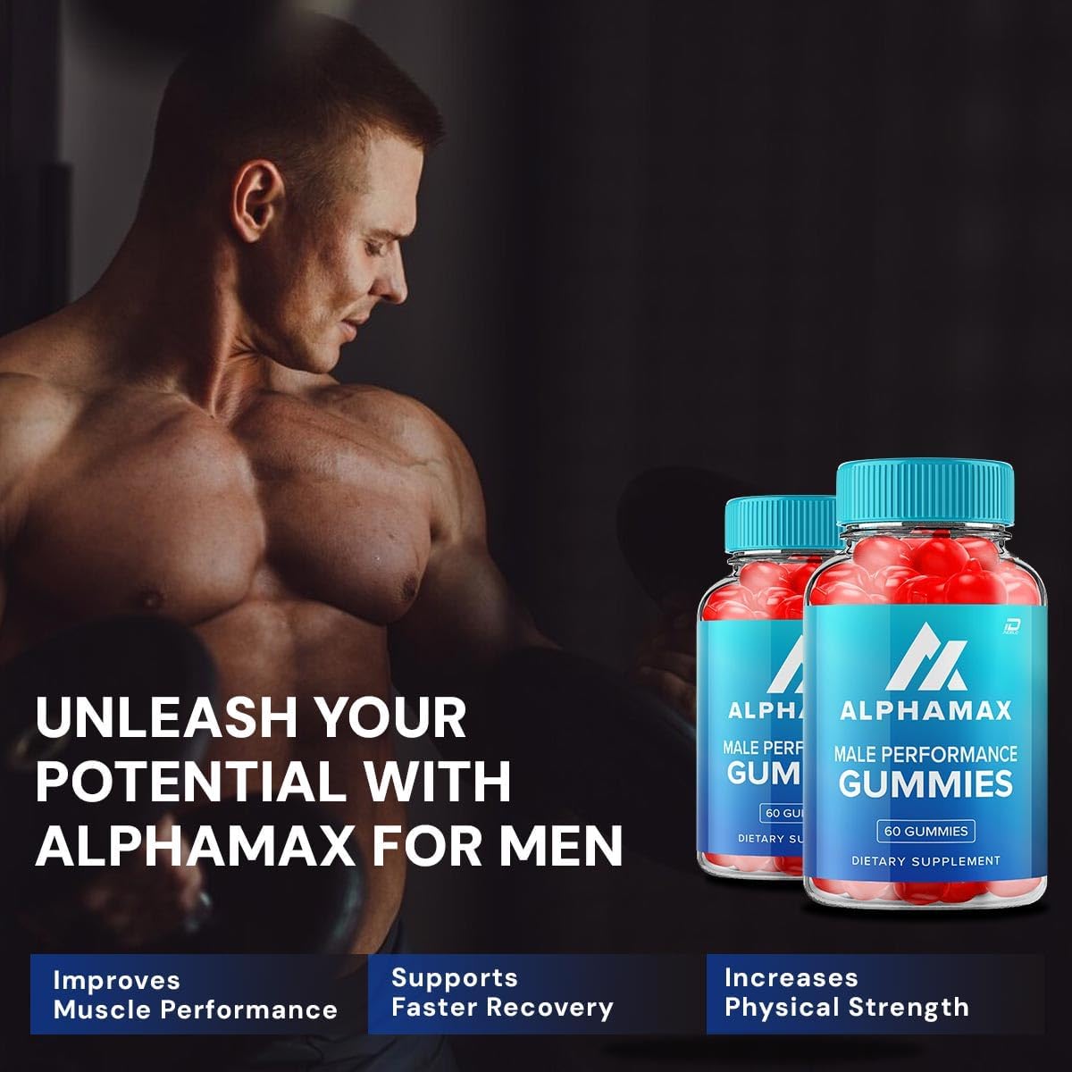 AlphaMax Male Performance ACV Gummies for Men - 1000MG Apple Cider Vinegar Gummies with Vitamin B12 - 60 Count Pack