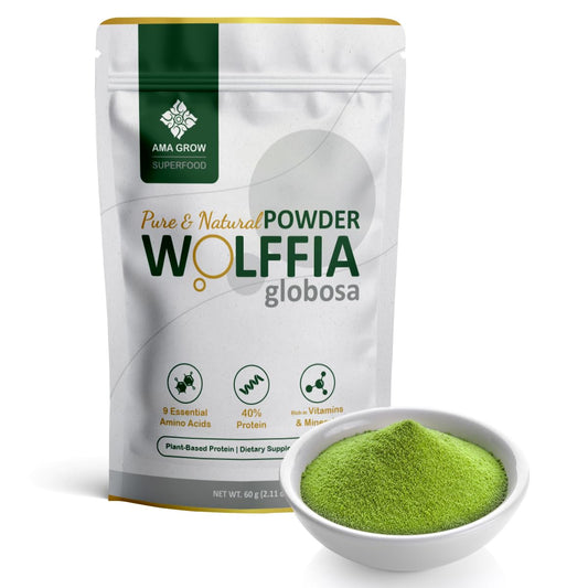 AMA GROW Premium Dried Wolffia globosa Superfood | Low Carb, High Protein, Rich in Minerals, Vitamins & Amino Acids | Sustainable Plant-Based Nutrition 2.11 oz