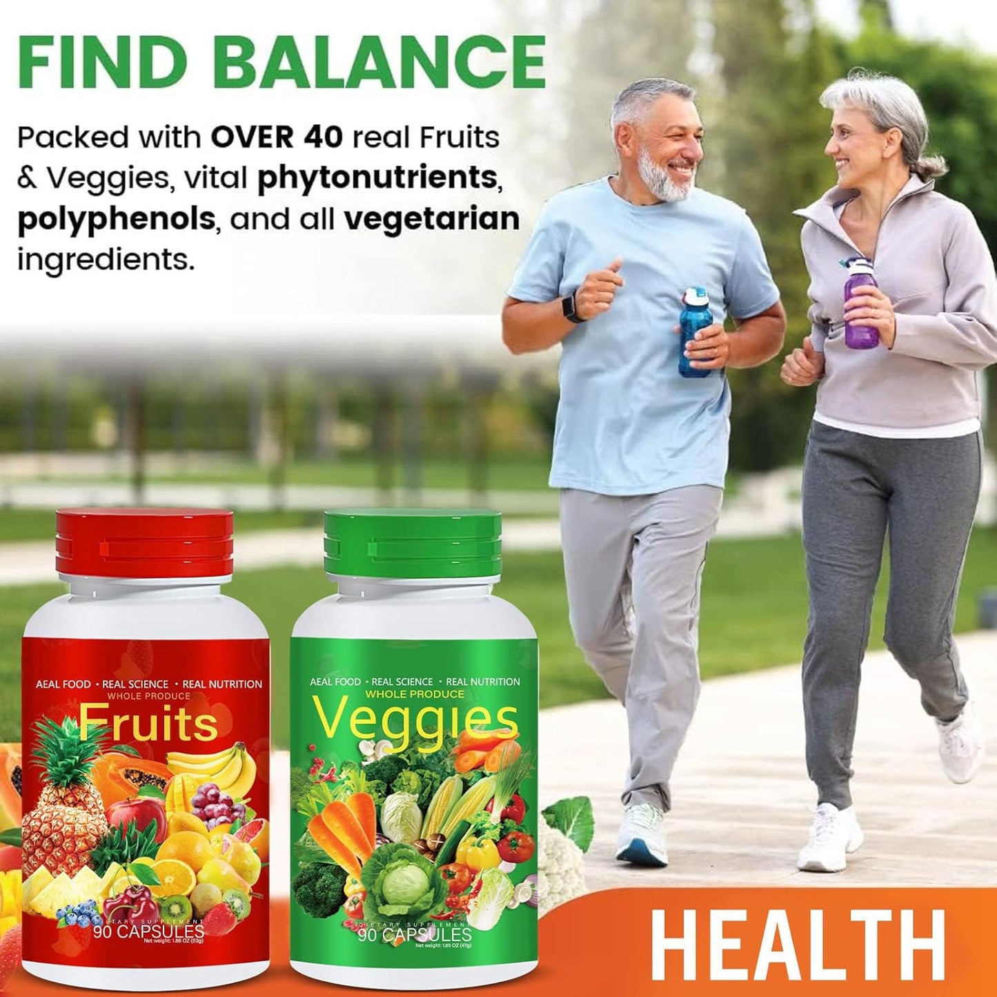 AMANKA Whole Food Supplement with Superfood Fruits & Veggies - 2 Bottles, 90 Capsules Each